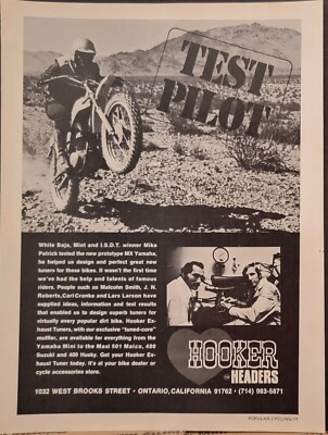 1972 Hooker Headers Motorcycle Ad Baja ISDT Mike Patrick Yamaha MX