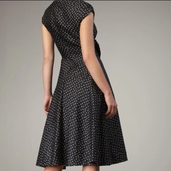 Abito midi Kate Spade NewYork Freesia nero bianco a pois 2 fiocchi seta cotone DM