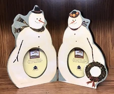 Warren Kimble Double Folding Snowman Picture Frame Used 