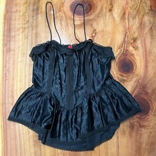Vintage 80's Women's Lingerie Small Nylon Stroke of Midnight Lace Black F16