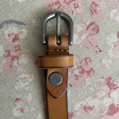 Phanuel Brown Skinny Leather Belt, Luxury Fashion, Metal  display picture 1