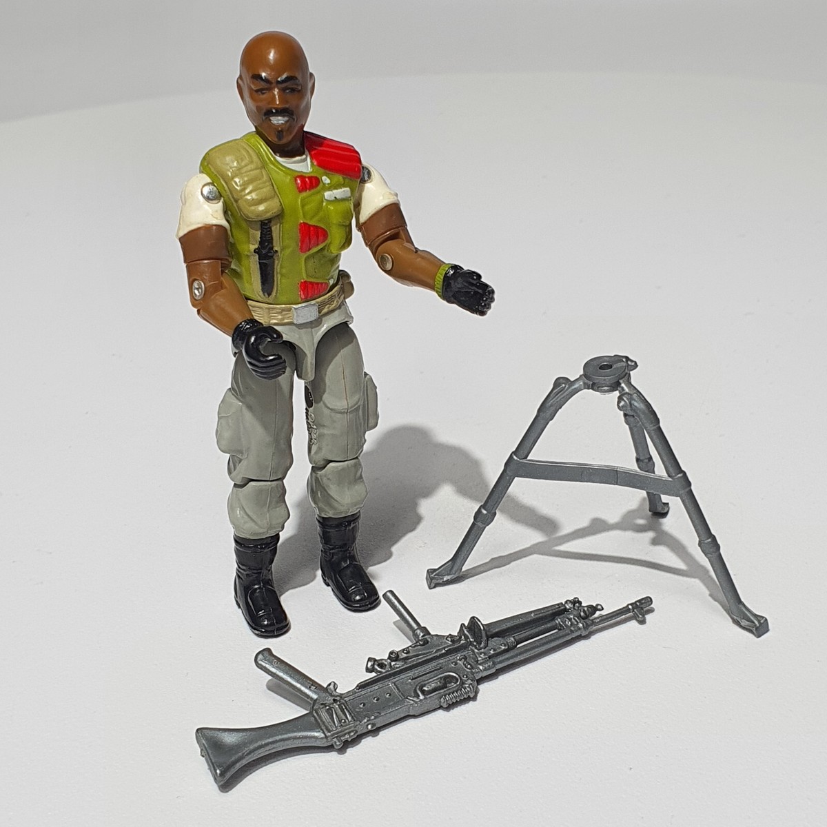 GI Joe ROADBLOCK figure F v2 original 1986 Machine Gunner COMPLETE