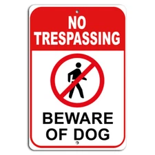 No Trespassing Beware of Dog No Entry Sign - Funny Warning Wall Art