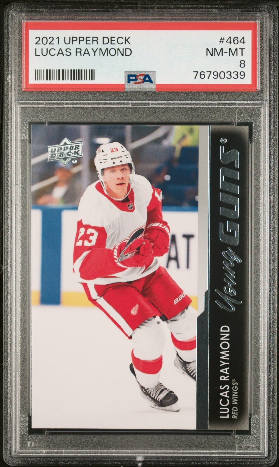 LUCAS RAYMOND 2021-2022 UPPER DECK YOUNG GUNS #464 PSA NM-MT 8