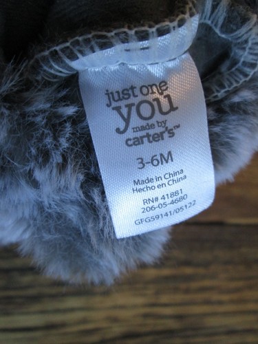 NWT Carter's Slippers Fuzzy Grey Baby 3-6 months Booties Slip On Very Soft Warm - Picture 4 of 4