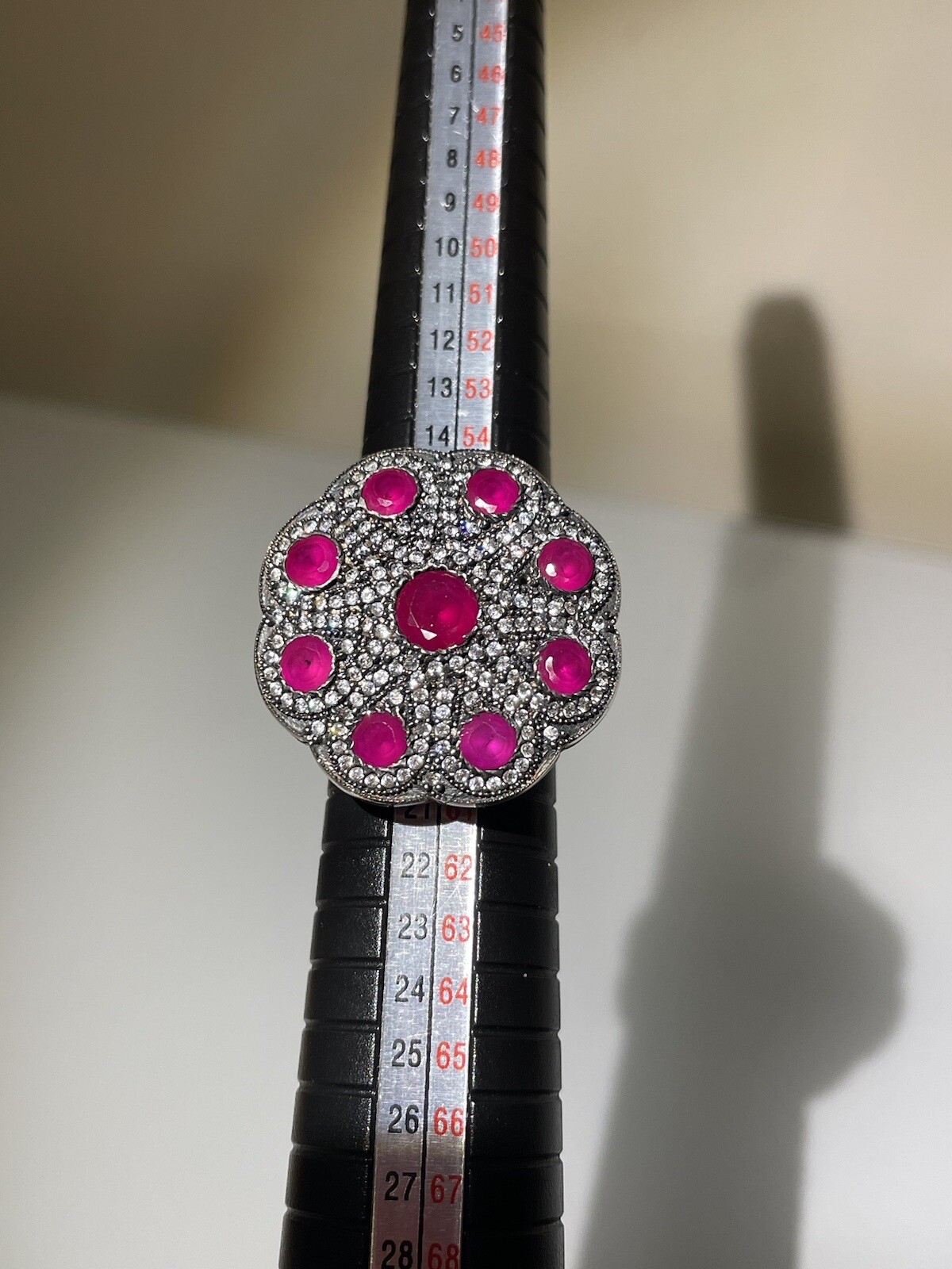 Natural earth mined ruby lab created diamond ring - image 6