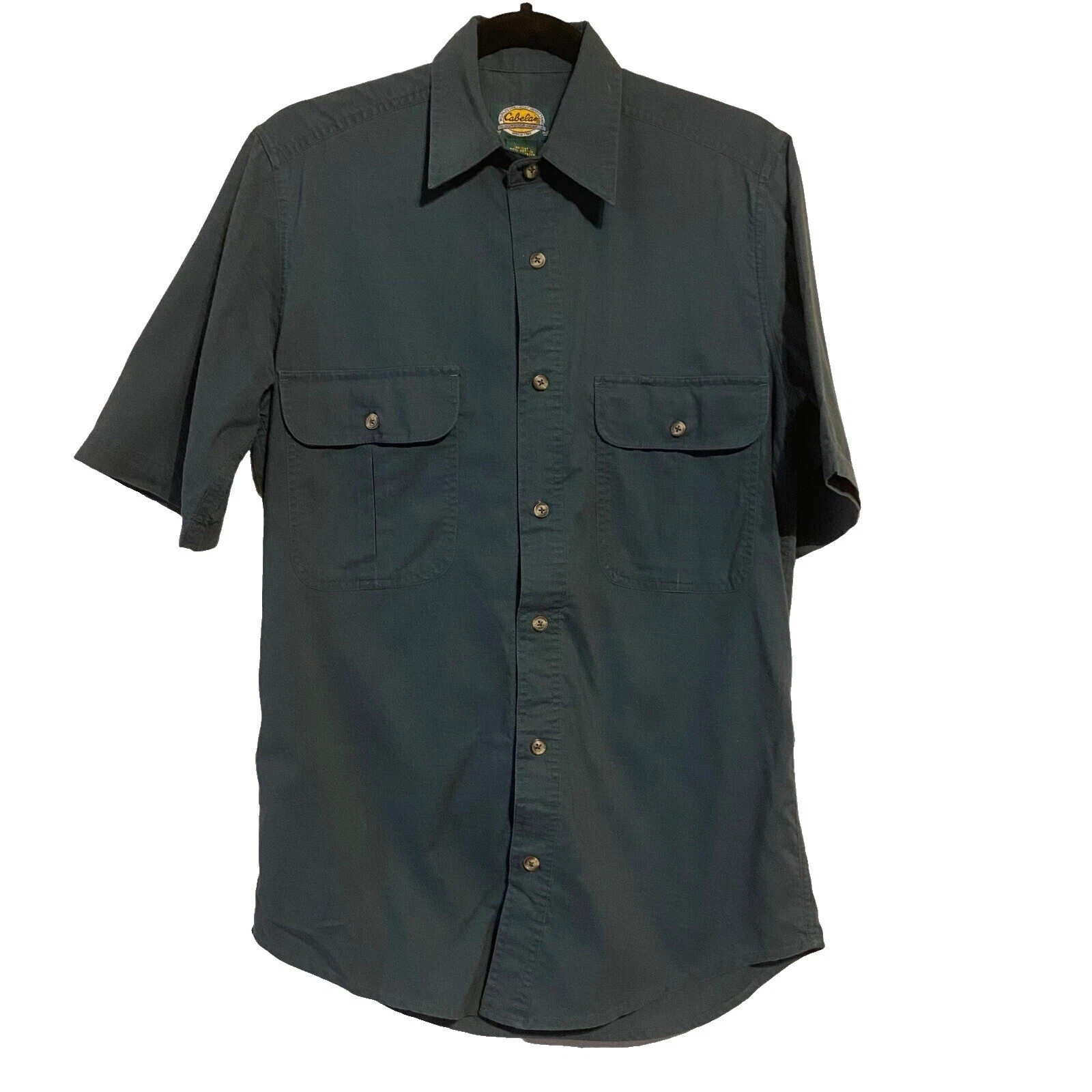 Cabela's Polyester Short Sleeve Solid Casual Button-Down Shirts for Men
