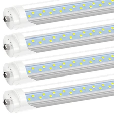 8FT T8 LED Tube Light Bulbs 72W Single Pin Garage Fa8 LED Shop Lights 6000K 4Pcs