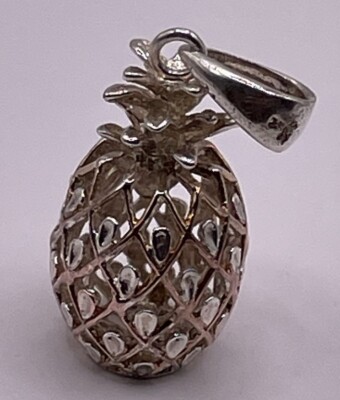 Sterling Silber 925 Hawaii 3D Ananas Anhänger (4,59 g)
