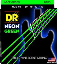 DR NGB-50 Neon Green Bass Guitar Strings gaug...