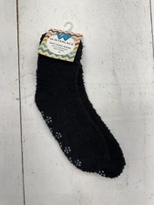 Winter Lace Black Soft Fuzzy Gripper Bottom Cozy Socks Adults One Size