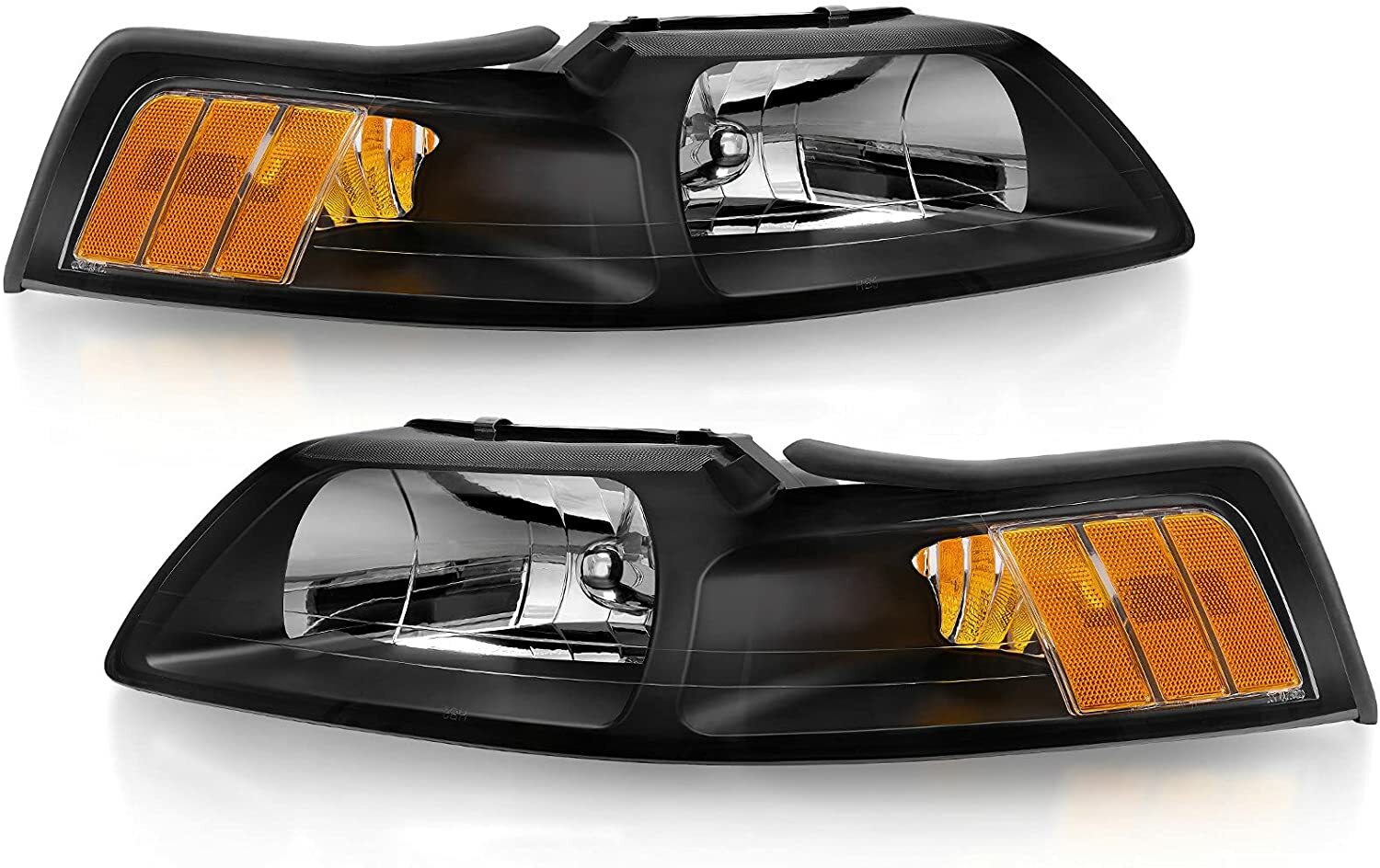 Front Bumper Cover + Header Panel + Headlights For 19992004 Ford Mustang GT eBay