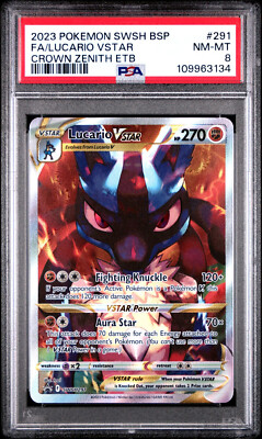 PSA 8 LUCARIO VSTAR CROWN ZENITH 2023 POKÉMON SWSH BLACK STAR