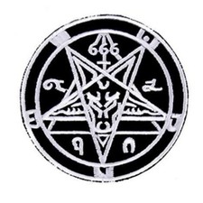 Baphomet Inverted Pentagram 666 Patch Embroidered Iron on Applique Metal Occult