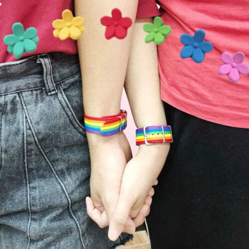 Hip Hop Rainbow Nylon Canvas Couple Bracelet Watch Band Strap Bangle Jewelry| ❤H - Photo 1 sur 8