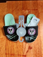 Mickey Mouse Slides Disney Store Kids Toddler 11-12 Black Teal Beach Pool NEW