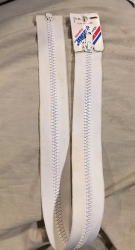 Coats & Clark 20” WHITE Sport Zipper F43 Separating SCNCF43-20 1 C C *NEW - 第 1/4 張圖片