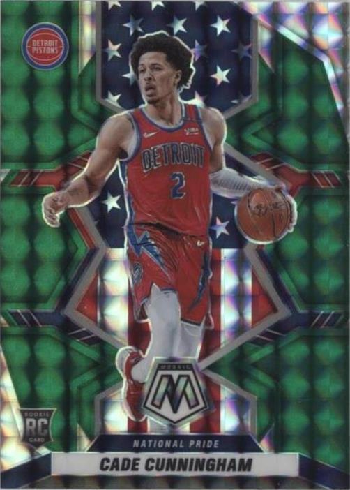 2021-22 Panini Mosaic National Pride Green Mosaic Prizm #260 Cade Cunningham RC