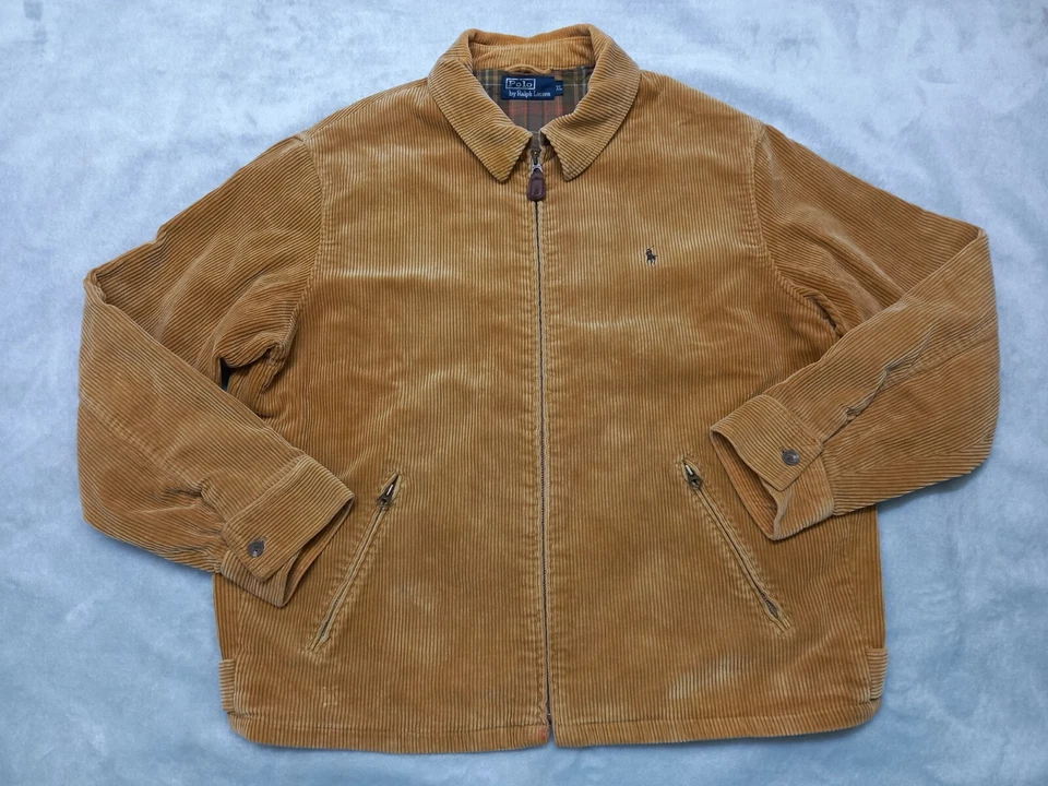 Chaqueta de bombardero de pana Polo Ralph Lauren de colección 100 % algodón para hombre forrada en camel talla XL Foto 2 de 4