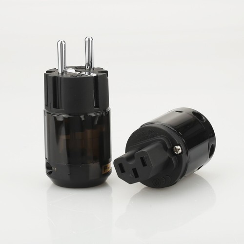 Spina di alimentazione placcata al rodio versione UE e connettore IEC C-004 per cavo Hi-Fi fai da te - Foto 3 di 6