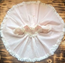 Vintage Infant Dress Baby Frill Ruffle Lace Full Circle Skirt Floral Lined READ