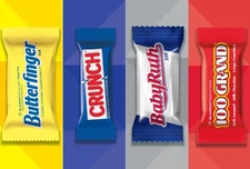 FUN SIZE CHOCOLATES SNACK MIX 100 GRAND, BUTTER FINGER, BABY RUTH, CRUNCH BULK !