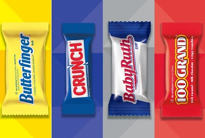 100 GRAND, BUTTER FINGER, BABY RUTH, CRUNCH SNACK SIZE MIX BULKVALUE BAG PRICE!!