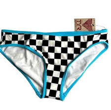 TYR HB Checkers Classic Swim Bottoms Women Black White - Size Large New