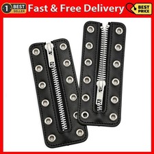 Leather Lace-in Boot Zipper Inserts for All 6 eyelets Black W/ 6 Silver Eye