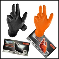 Heavy Duty Mechanic Nitrile Orange Disposable 8 MIL Raised Diamond Grip Gloves