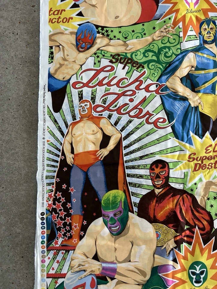 SUPER LUCHA LIBRE Alexander Henry DeLeon Design Group tela fuera de stock 2012 3 YDS Foto 3 de 4