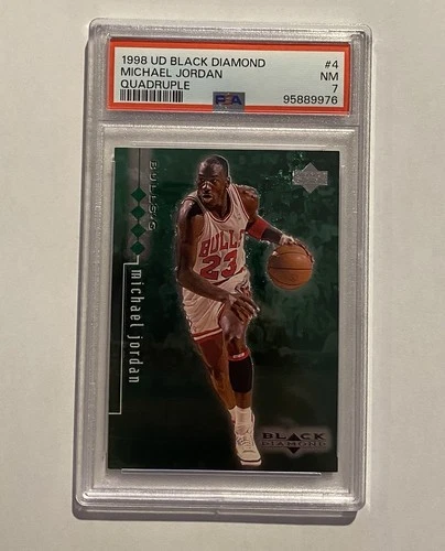 Michael Jordan 1998 Upper Deck Black Diamond Quadruple /150 PSA 7 Card #4 *RARE*