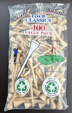 Tour Classics 2-1/8" Hardwood 100 Count Golf Tees Value Pack NOS U.S.A.