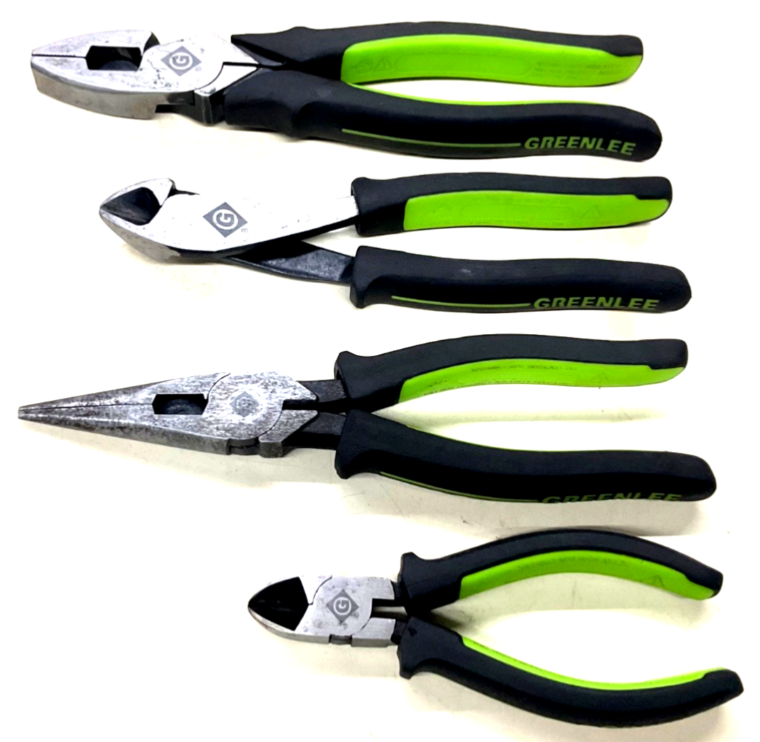 GREENLEE TOOLS 4-pc. PLIER SET, MOLDED GRIPS, DIAGONAL, LINEMAN, NEEDLE NOSE