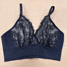 New Ruby Ribbon Second Skin Lace Demiette Bra Black 34