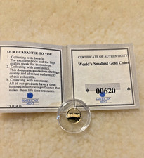 "Worlds Smallest Gold Coins" - Fort Knox 0.5g 14kt. Proof Gold Coin w/COA 3670.21 per troy oz