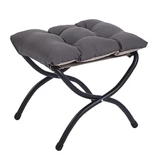  Folding Upholstered Footrest Stool, Modern Small Portable Accent Dark Grey