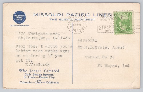 Denver, Colorado Civic Center Missouri Pacific Lines Ad Linen Posted ...