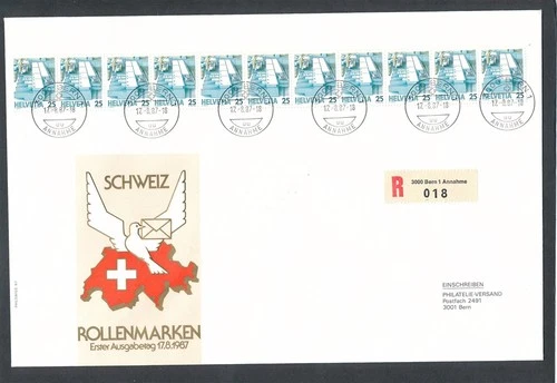 D476493 Switzerland FDC Postage Stamps 1987 - Coil Stamps