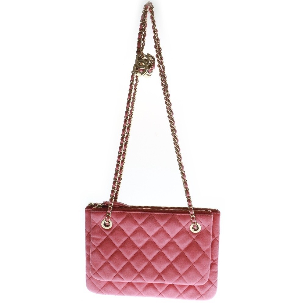 CHANEL Matelasse Lambskin Double Flap Coco Mark Gold Hardware Pouch  