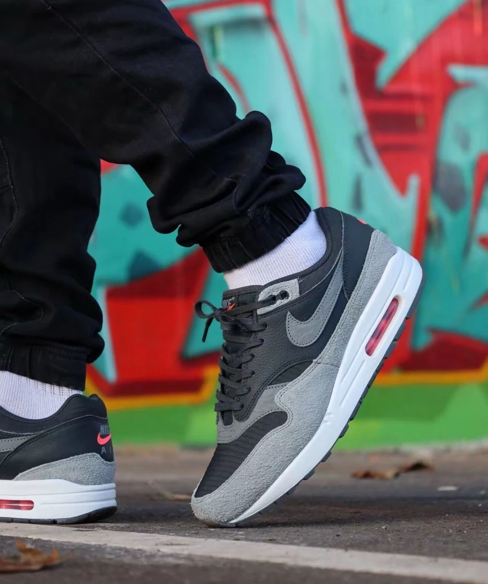 Nike Air Max 1 Premium Dark Smoke Grey Flash Crimson for Sale