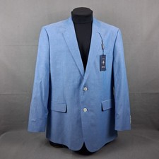 Croft  Barrow Essential Sportcoat 46L Men Classic Fit Blue Cotton Blazer Jacket