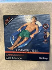 Bestway Hydro-Force Summer Vibes Lounge Pool Float 59.8" Blue 12+ Years 198 Max#