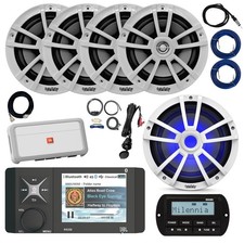 JBL Marine AM/FM/WB Radio w/Remote, Amp, Accessories, LED Sub, 4x 6.5" Speakers