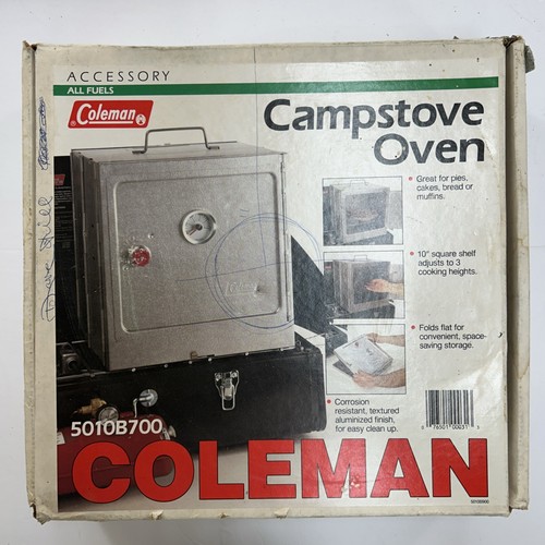 COLEMAN Campstove Oven 5010B700 Pies Cakes Bread Muffins Rack Folds Flat VTG