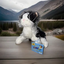 GANZ Webkinz Black And White Cat Plush W/ Sealed Code HMO16