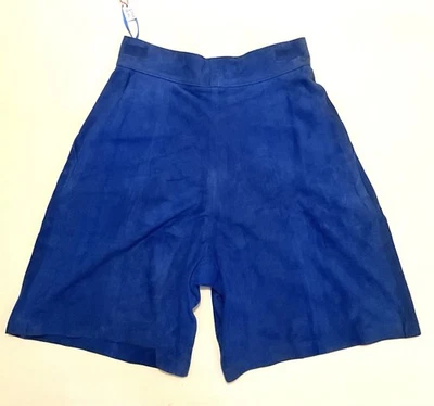 Short En Véritable Daim Bleu-taille Haute-Taille S - Photo 1/4