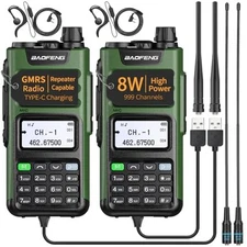 Baofeng GM-15 Pro Handheld 8W GMRS Radio Walkie Talkie Transceiver NOAA - 2 Pack