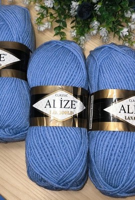   4 x 100g Alize Lanagold Classic 49% Wolle 51% Polyacryl Mischung 240m Hellblau