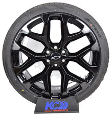 24 Chevy Silverado Tahoe Replica Gloss Black Snowflake Wheels Rims Tires 29535